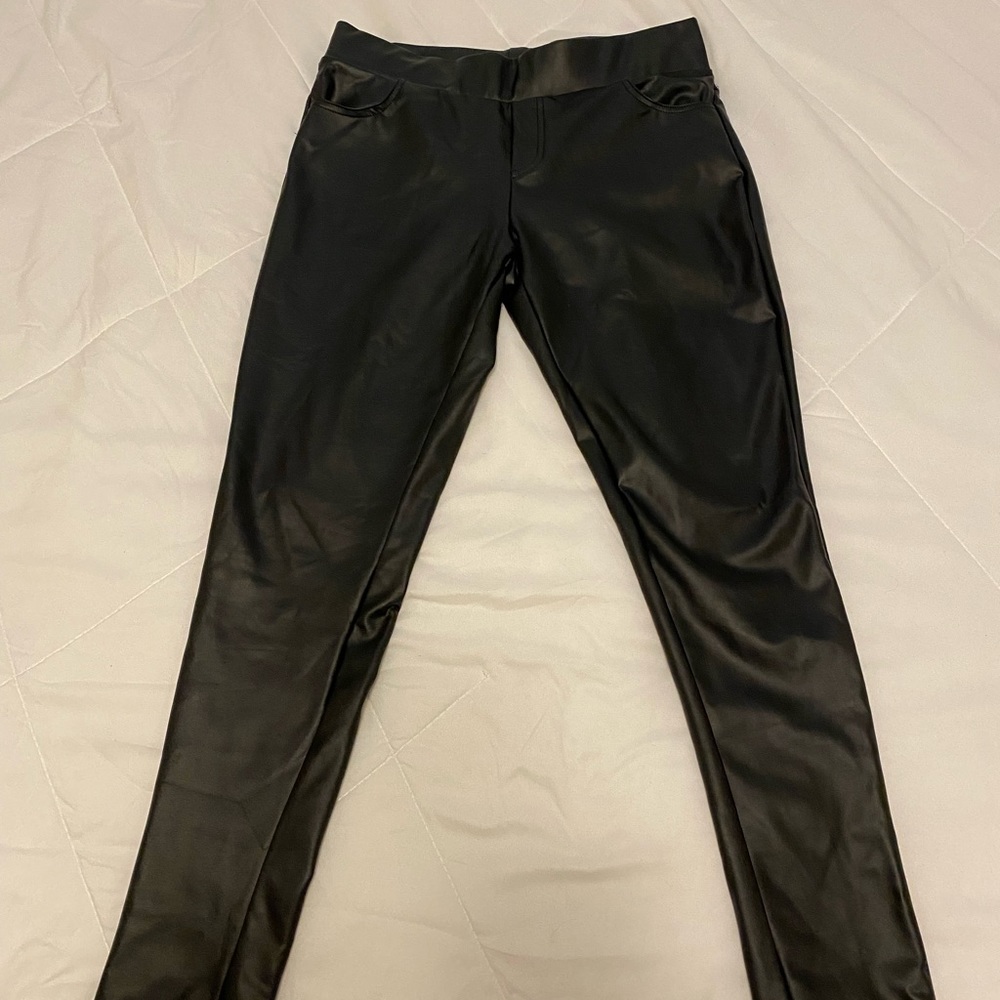 High Waisted Faux Leather Leggings Size Large Long